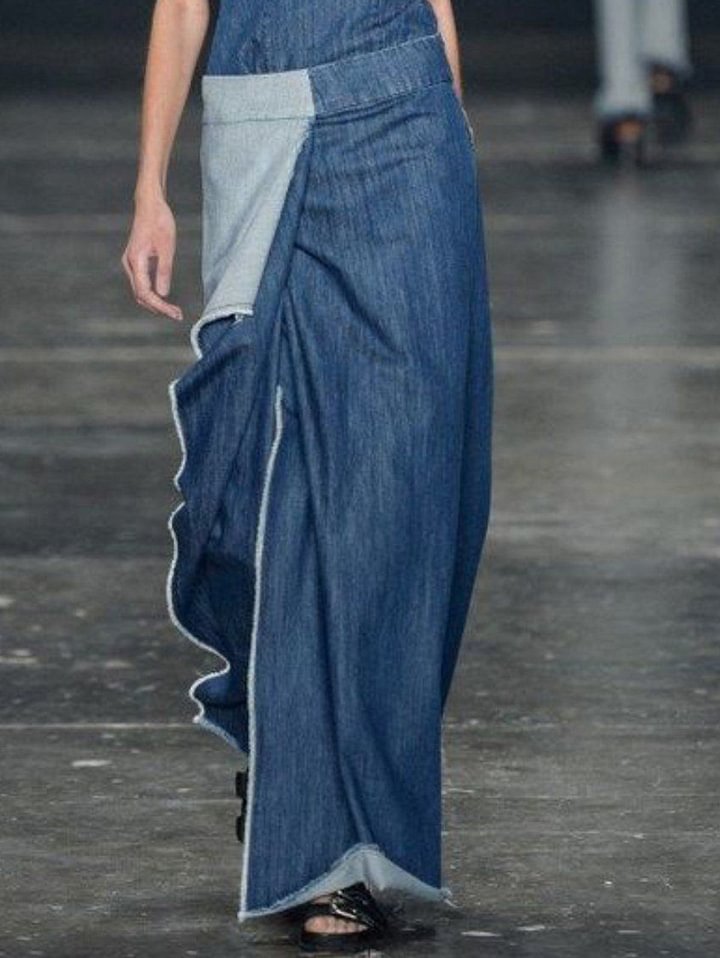 Plain Spliced Sleeveless Maxi Denim Dress