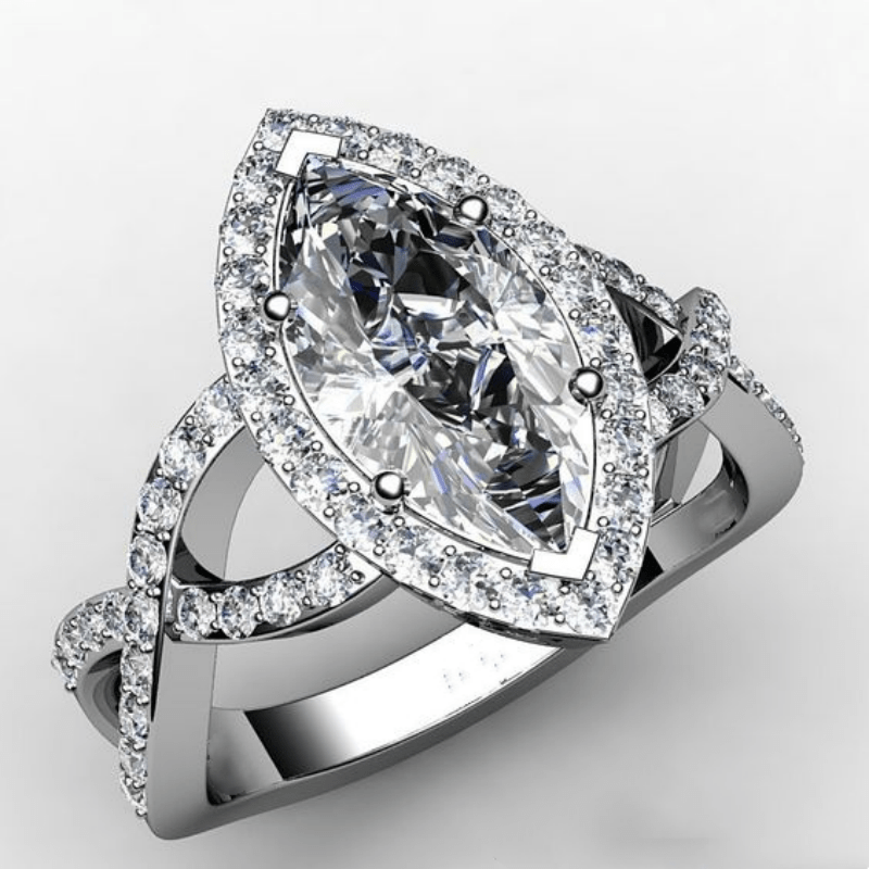 Pointed Crystal Silver Ring