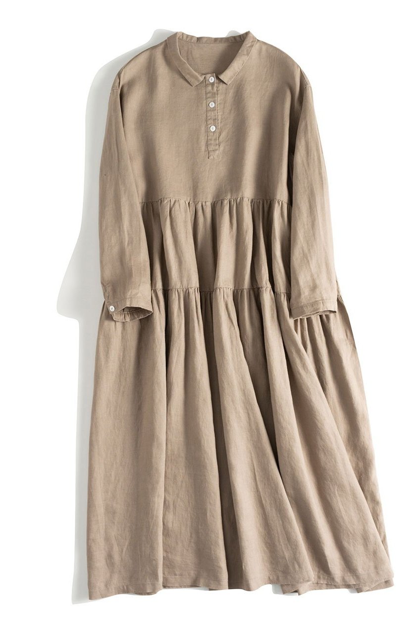 Organic Linen Long Sleeve Dress
