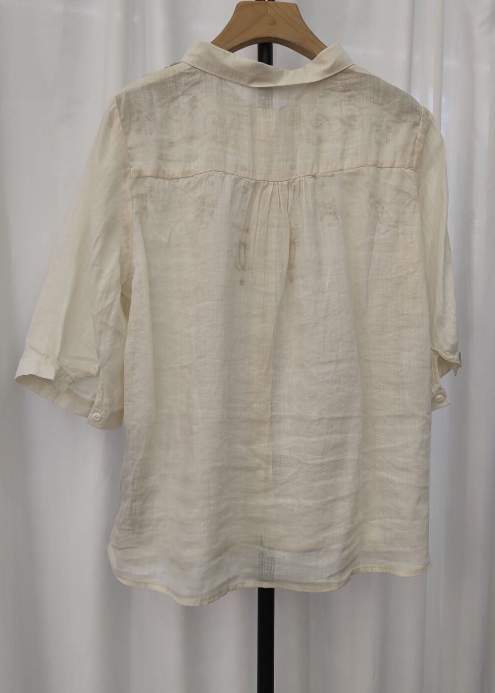 Yellow Peter Pan Collar Embroidered Linen Blouse Top Summer
