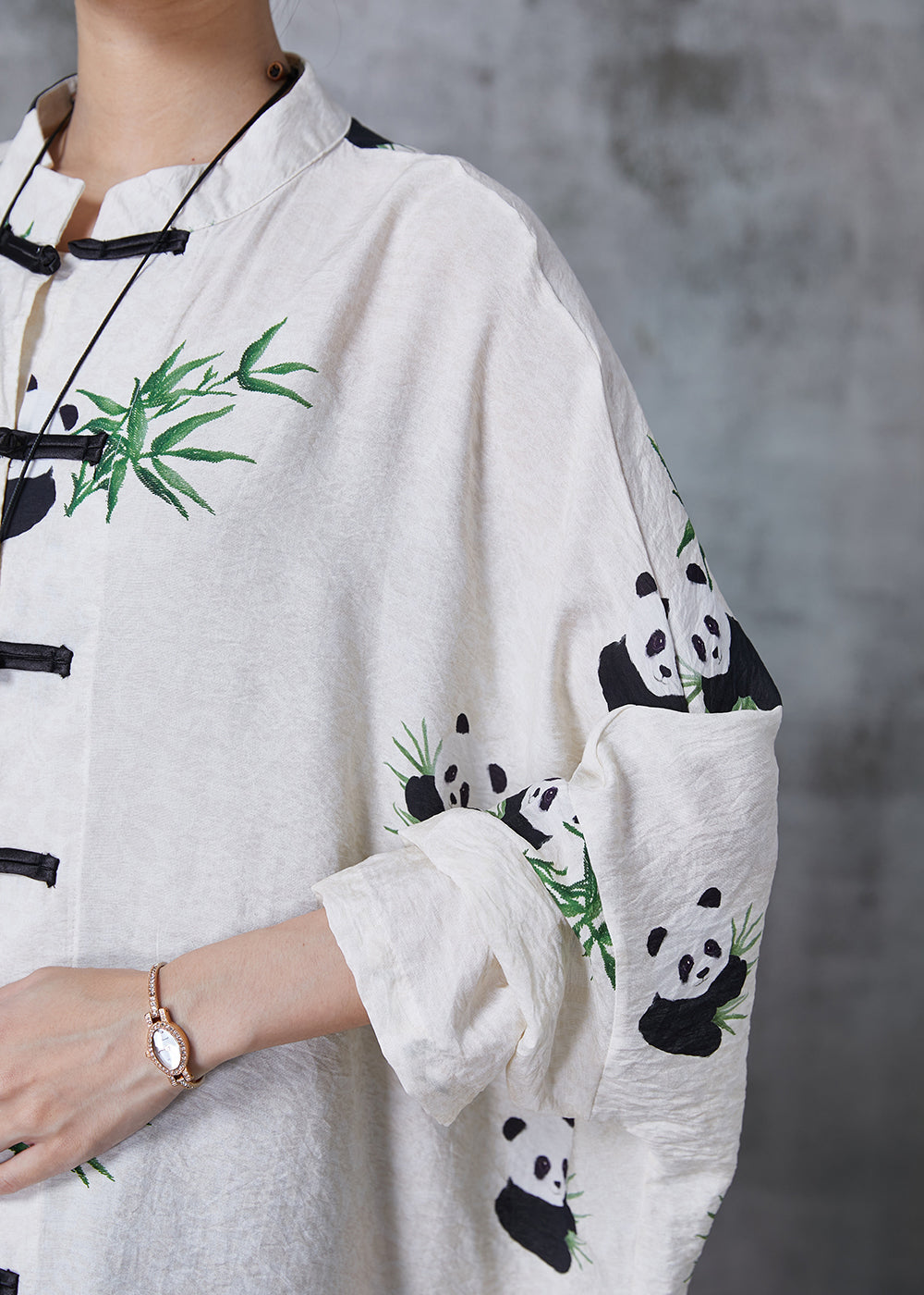 White Oversized Print Cotton Blouse Top Fall