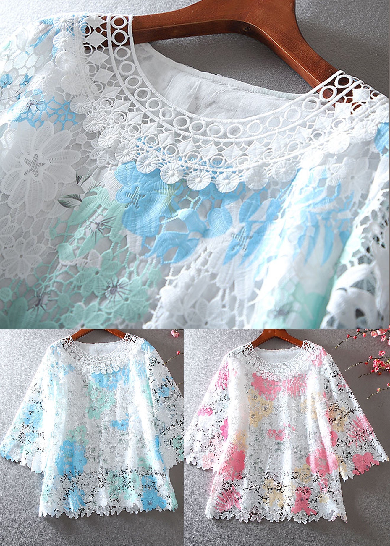 Pink Embroidered Lace Shirt Bracelet Sleeve