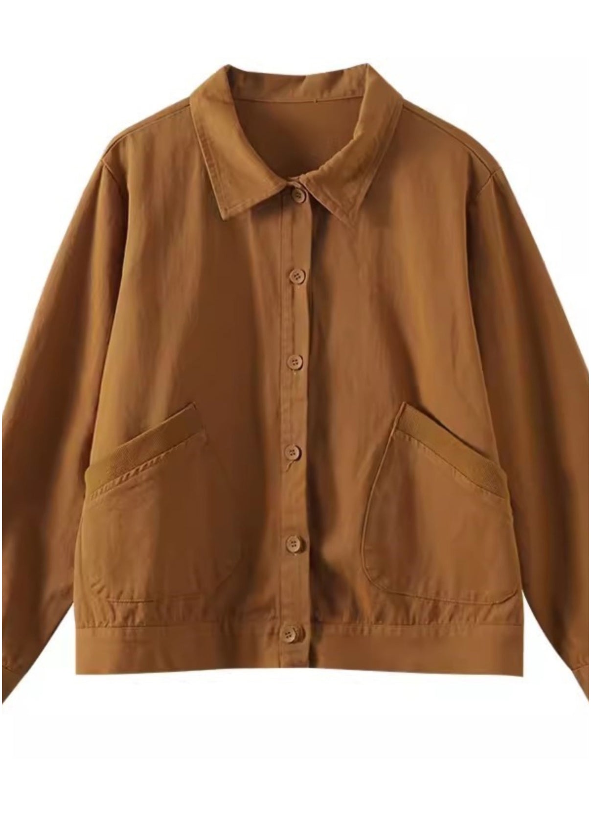 Khaki Oversized Pockets Cotton Top Spring