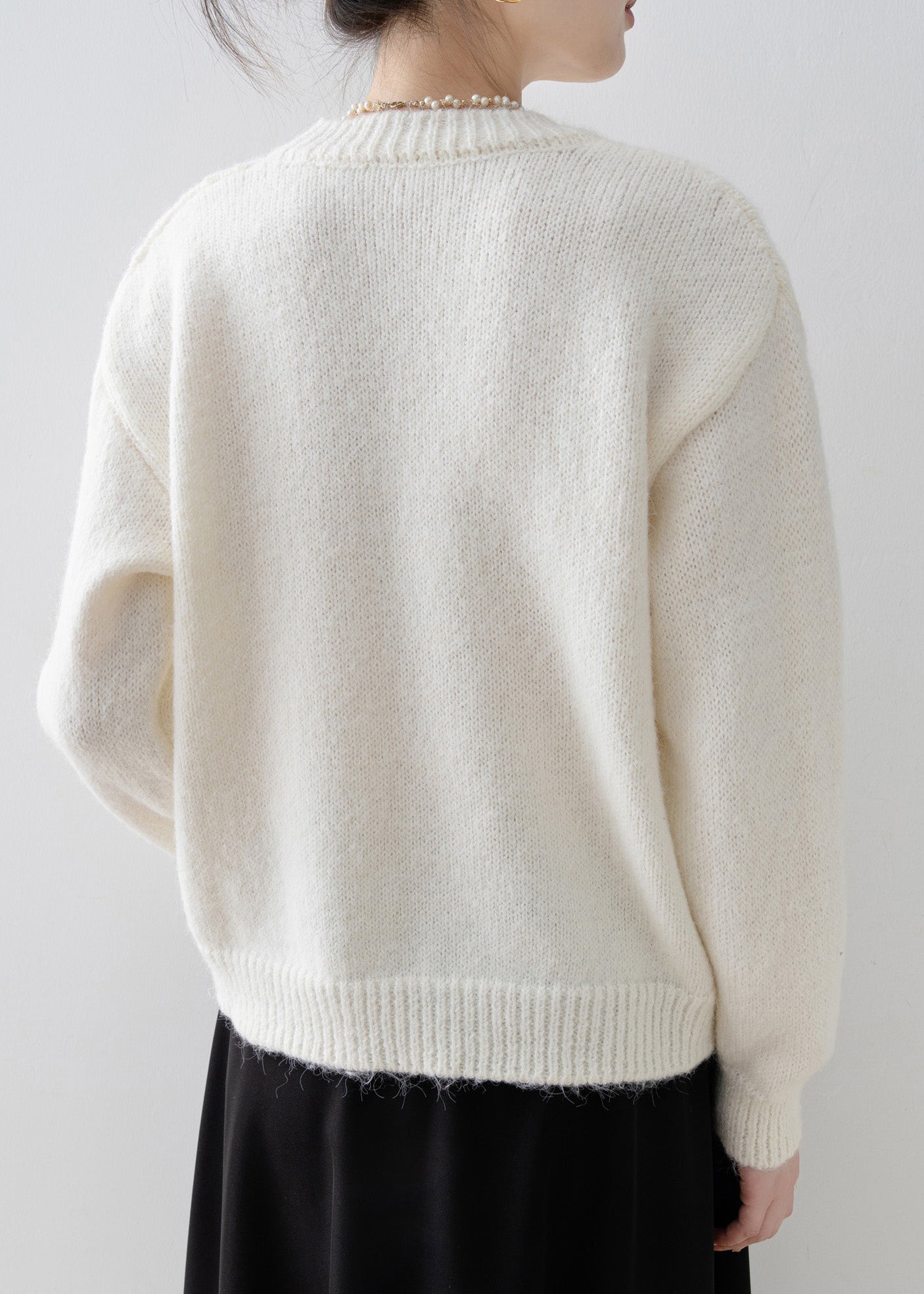 White O Neck Butterfly Zircon Knit Sweater Tops Spring