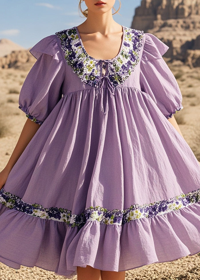 Lavender Oversized Cotton Tea Dresses Summer