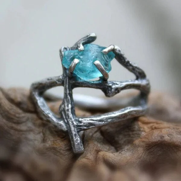 Natural Blue Crystal Ring