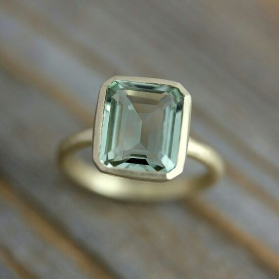 Inlaid Green Glass Gold Ring