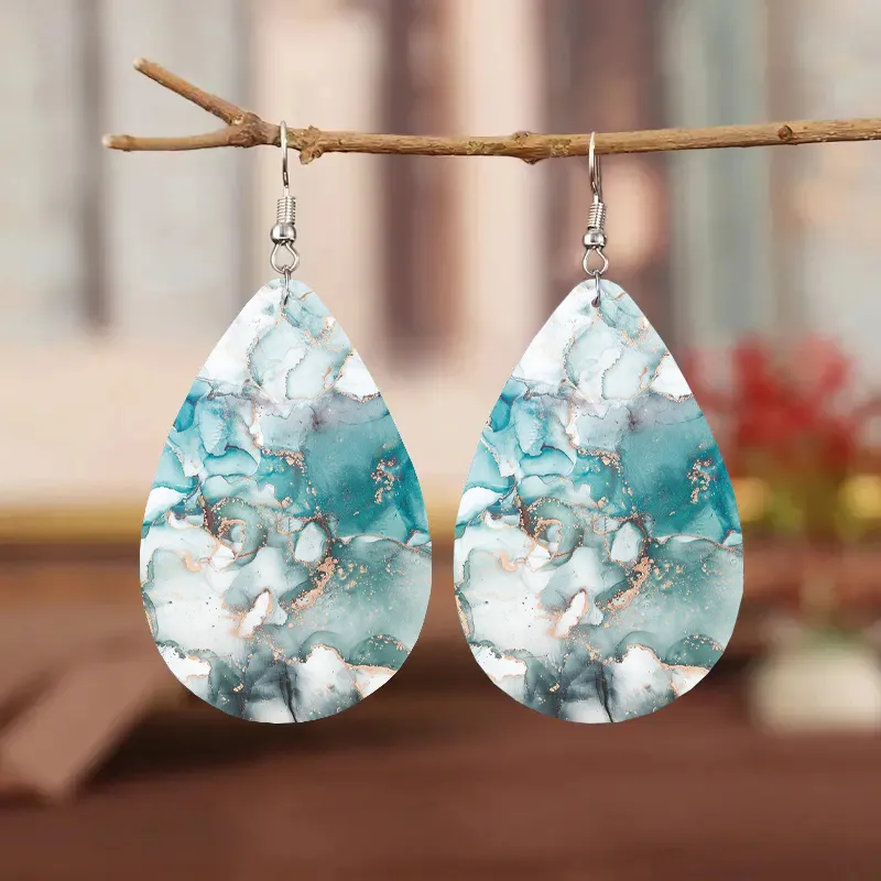 Blue White Stone Earrings