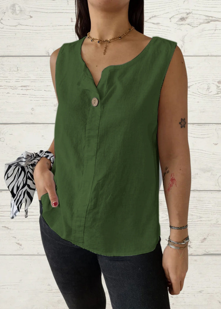 Simple White O Neck Loose Cotton T Shirts Top Sleeveless