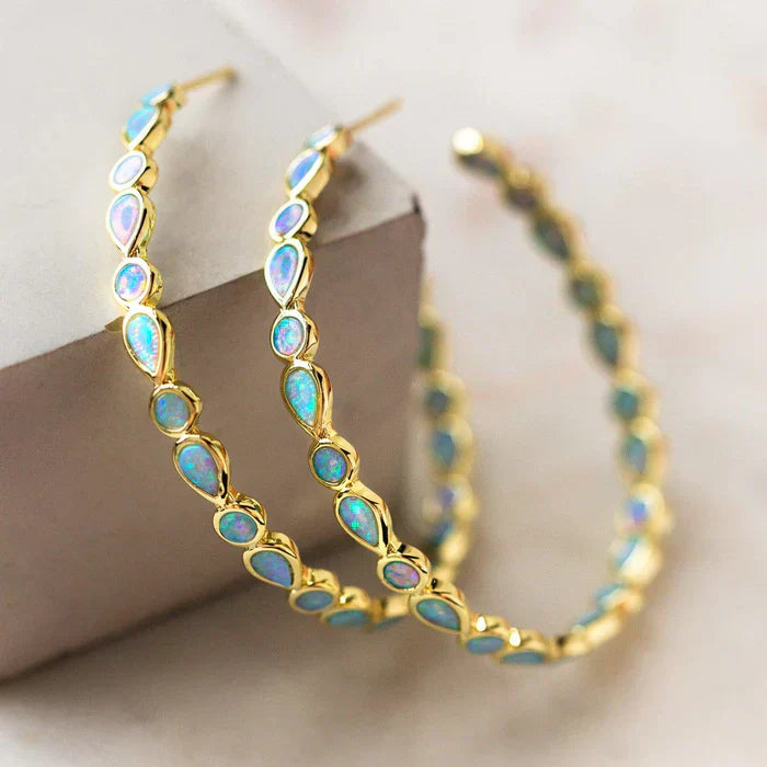 Aros de Ópalo Vintage Dorados