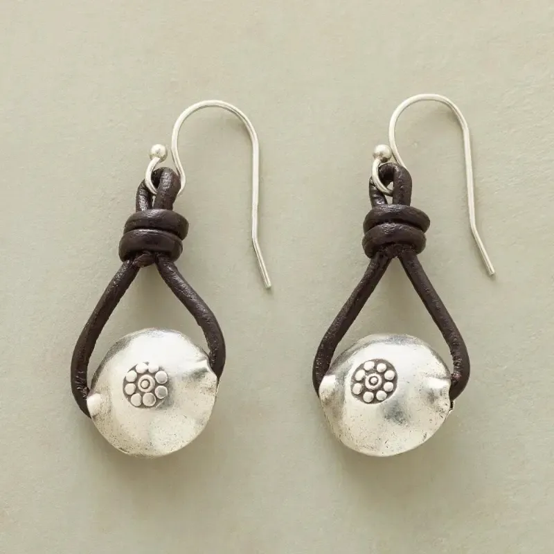 Aretes Cuero en Plata Vintage