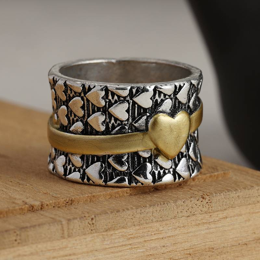 Anillo Cinturón Corazón Dorado Vintage