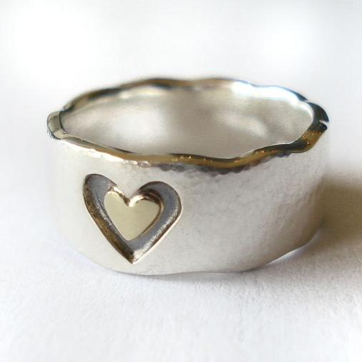 Anillo Corazón Doble Vintage en Plata