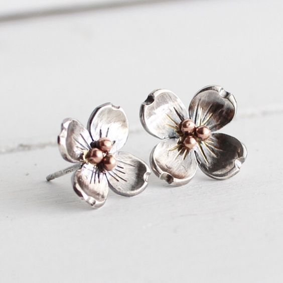 Aretes Florales Vintage Plateados