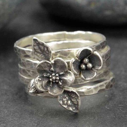 Flower Silver Layer Ring