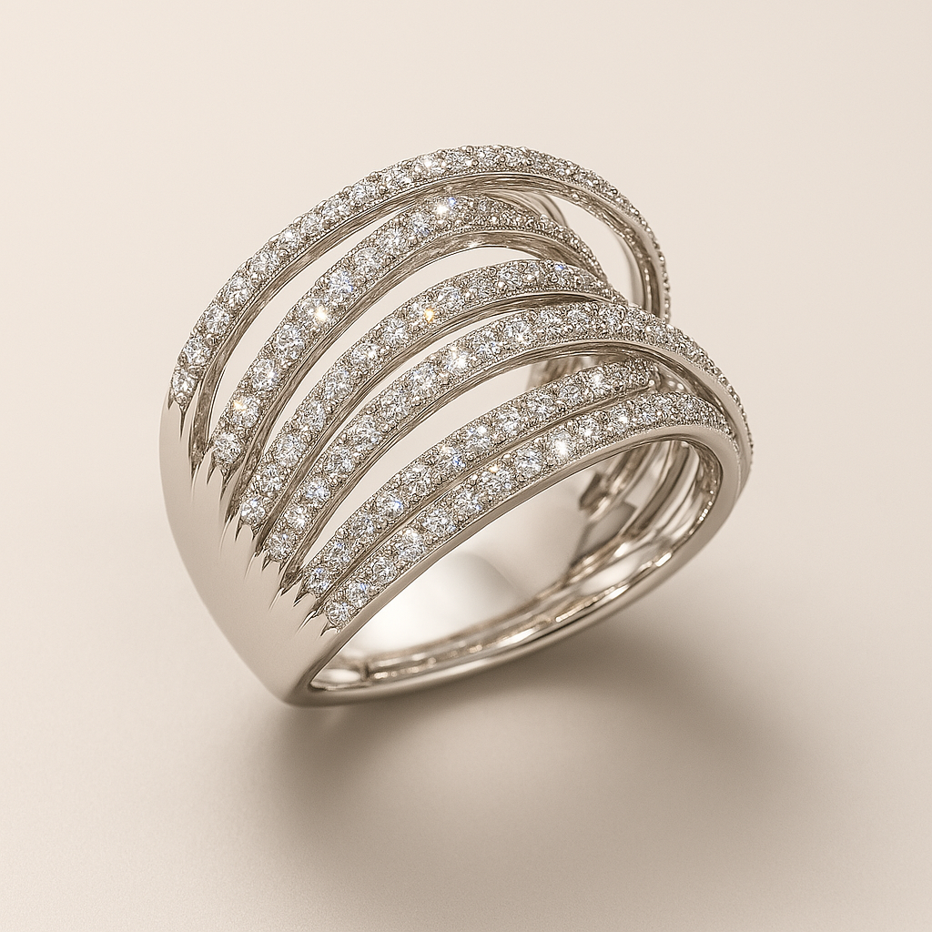 Layered Zirconia Silver Ring