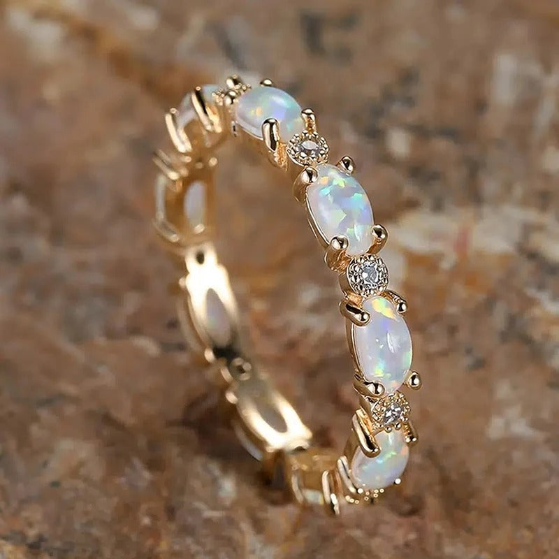 Gold Opal Eternity Ring