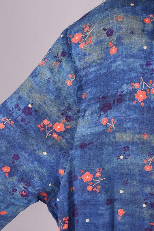Pleated Lace-up Print Maxi Dress