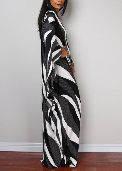Zebra Pattern V Neck Cotton Vacation Dresses Summer