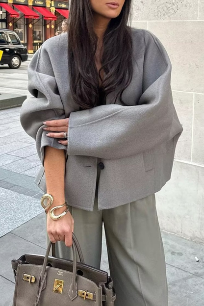 Street Color Buttons V Neck Tops