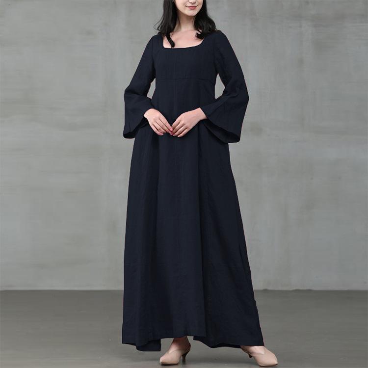 Summer Vacation Dress Spring Outfit Retro Dress With Large Pendulum Linen