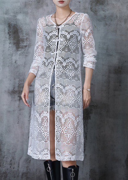 White Hollow Out Lace Long Tops Summer