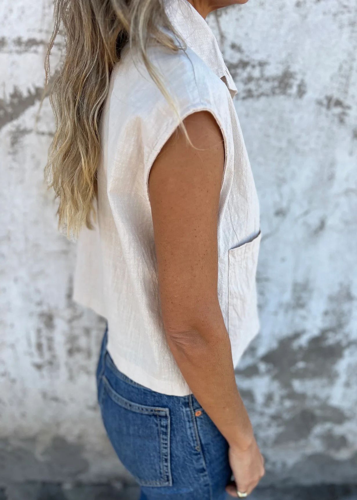 Loose Apricot Peter Pan Collar Pockets Button Cotton Shirts Summer