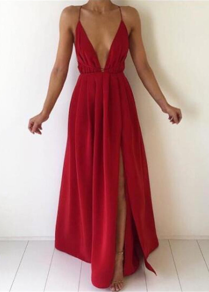 Pink Side Open Cotton Spaghetti Strap Dress Summer