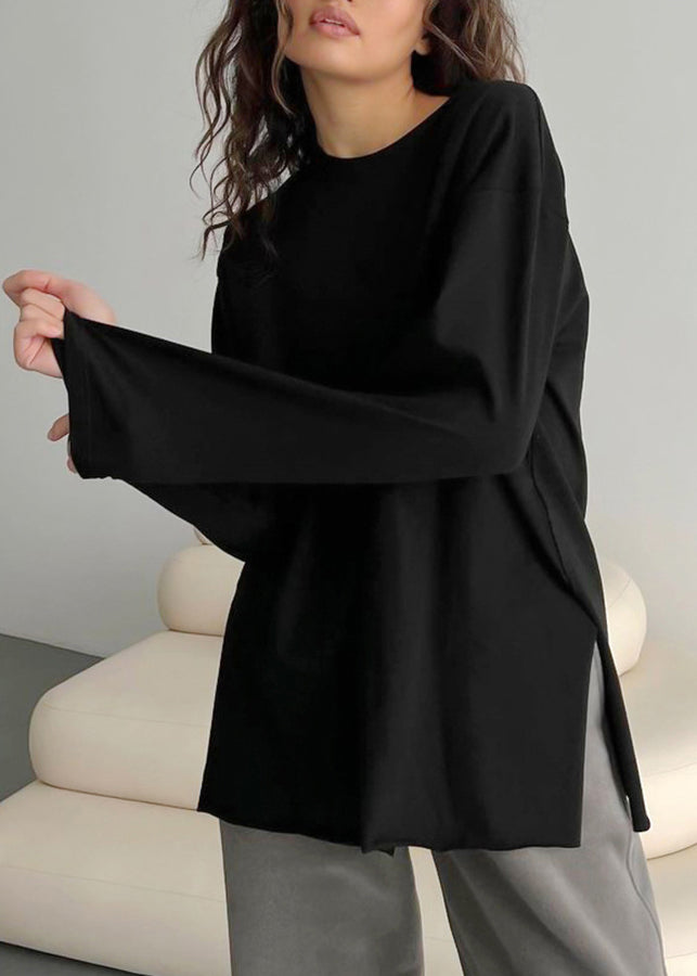 Pink O Neck Versatile Cotton T Shirts Fall