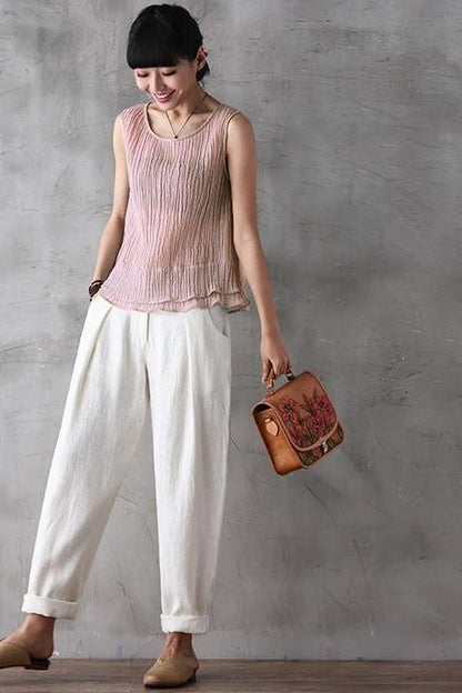 Cotton Linen Trousers Pencil Pants