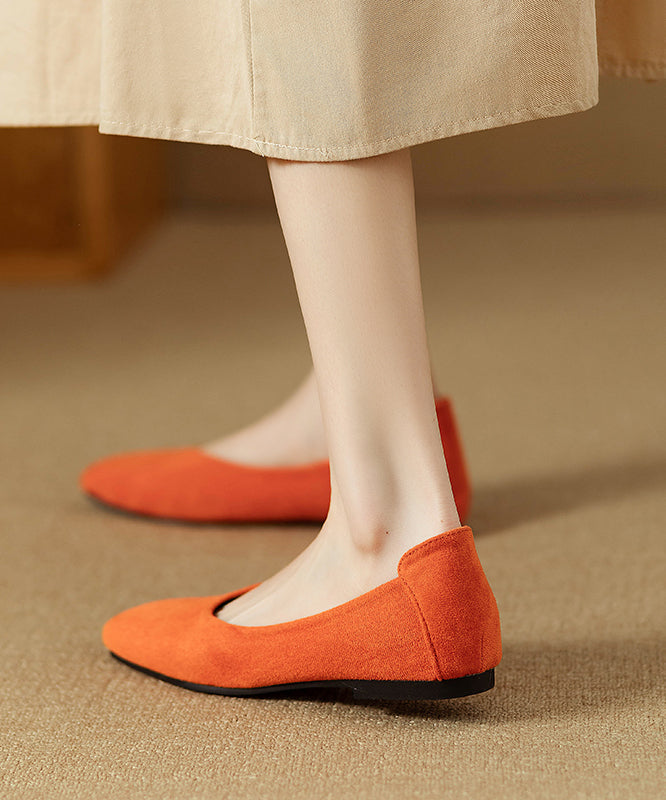 Orange Flat Feet Shoes Suede Comfortable Splicing