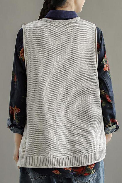 Pocket Knitted Hollow Sweater Vest