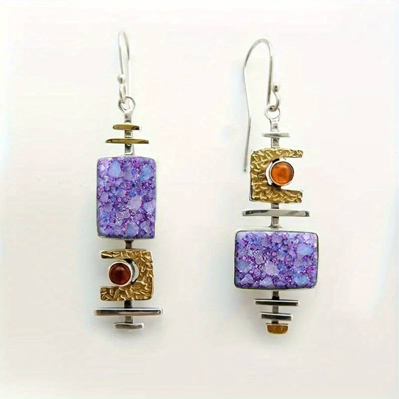 Purple Stone Old Earrings