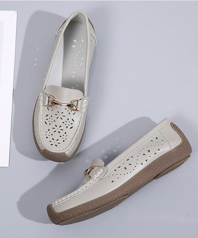 Cowhide Leather Flat Shoes for Hollow Out Flat Shoes
