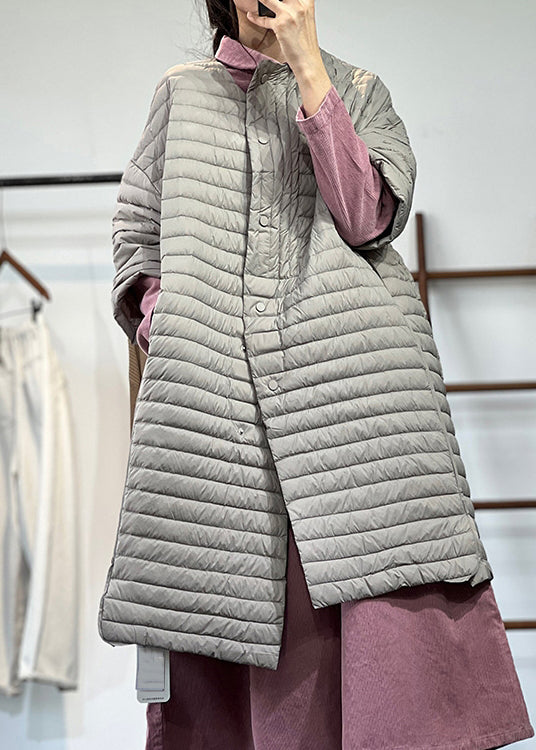 Yellow Button Pockets Patchwork Thin Parka Winter