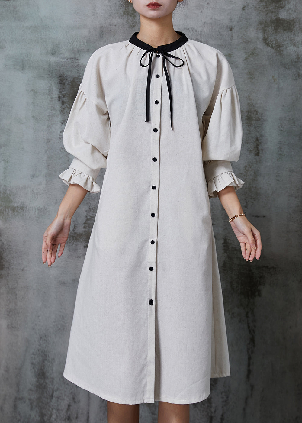 Apricot Silm Fit Cotton Shirt Dress Spring