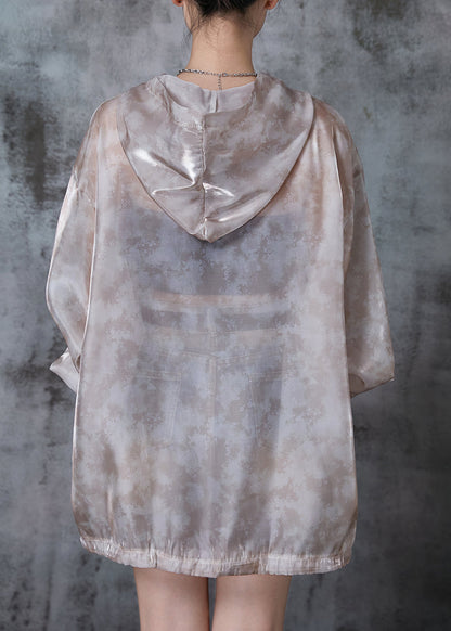 Art Khaki Oversized Drawstring Upf 50+ Coat Jacket Fall