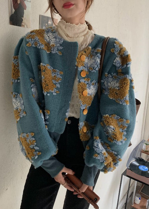 Handmade Black Embroidered Faux Fur Jacket Spring