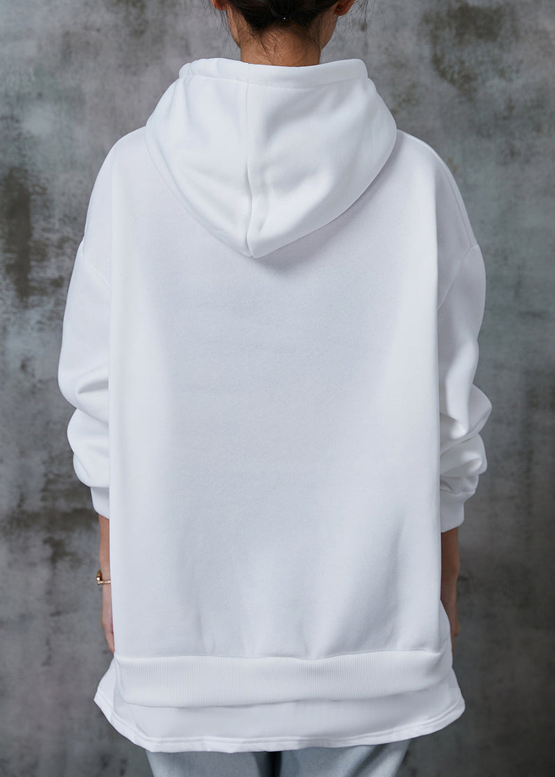 White Oversized Love Cotton Sweatshirts Top Spring