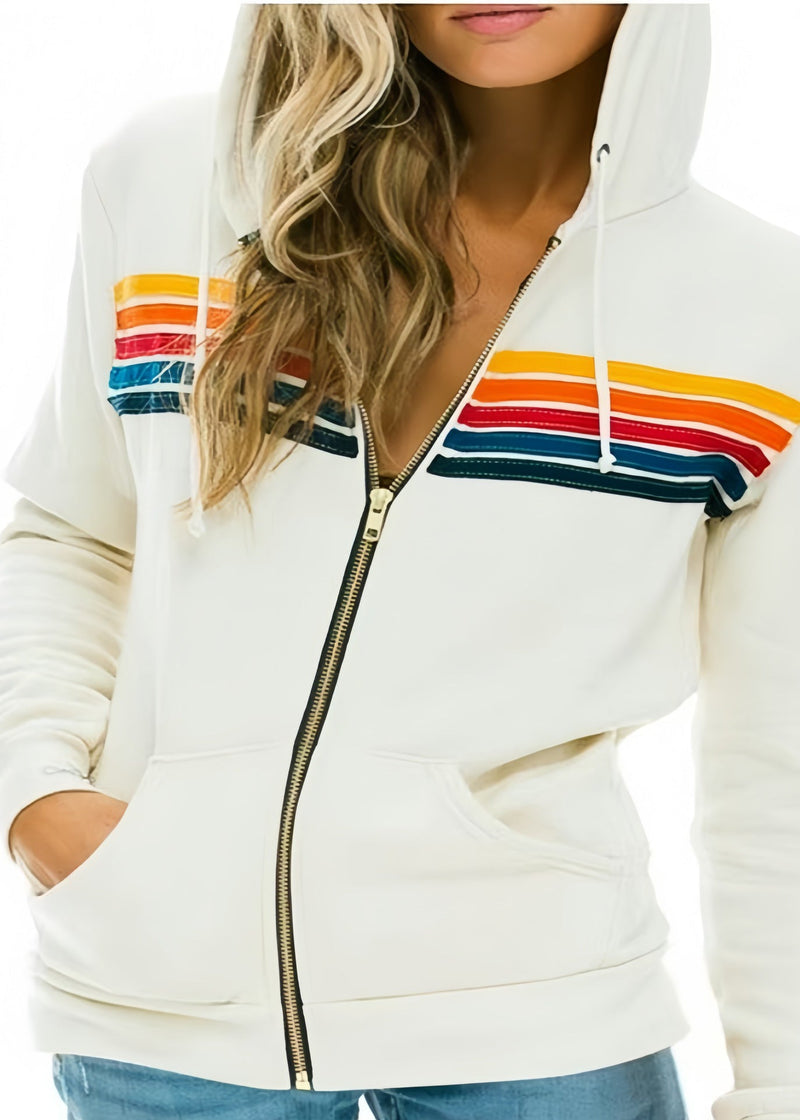 Navy Zip Up Pockets Warm Fleece Hooded Coat Winter