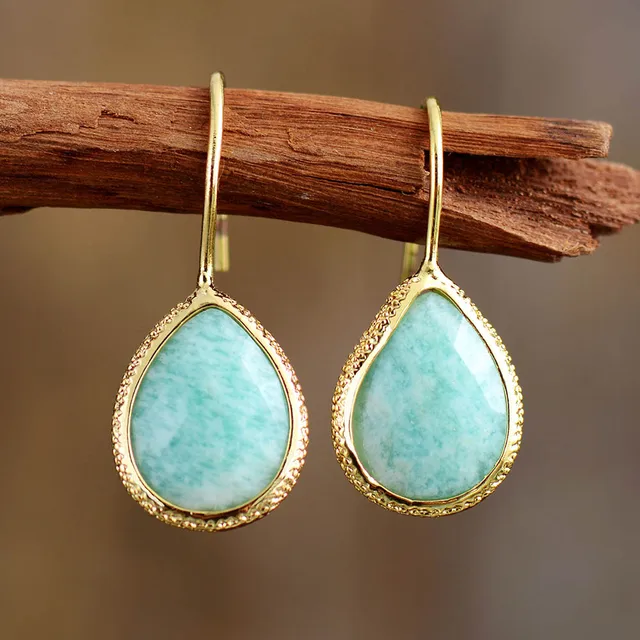 Blue Drop Gold Earrings