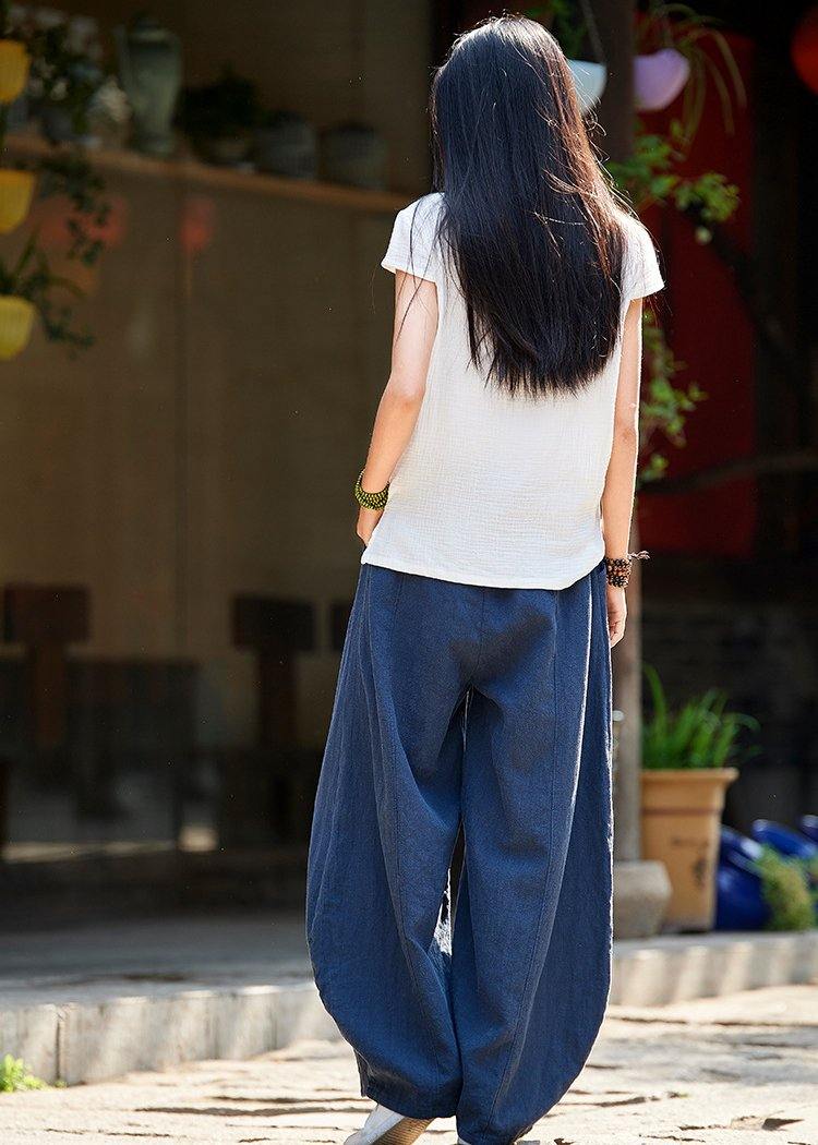 Spring Cotton Linen Retro Ramie Wild Trousers Bloomers