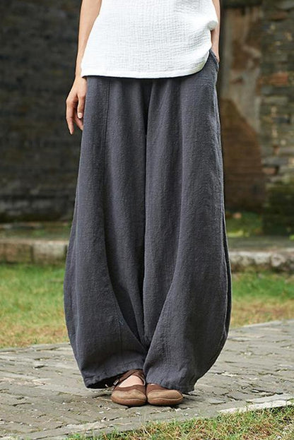 Limited Stock- Cotton Linen Wide Leg Lantern Pants