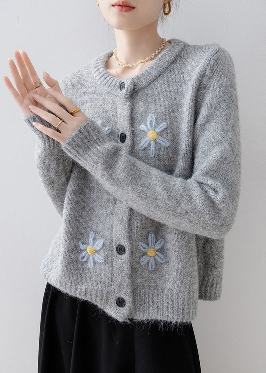 Style Grey Oversized Knit Cardigans Winter
