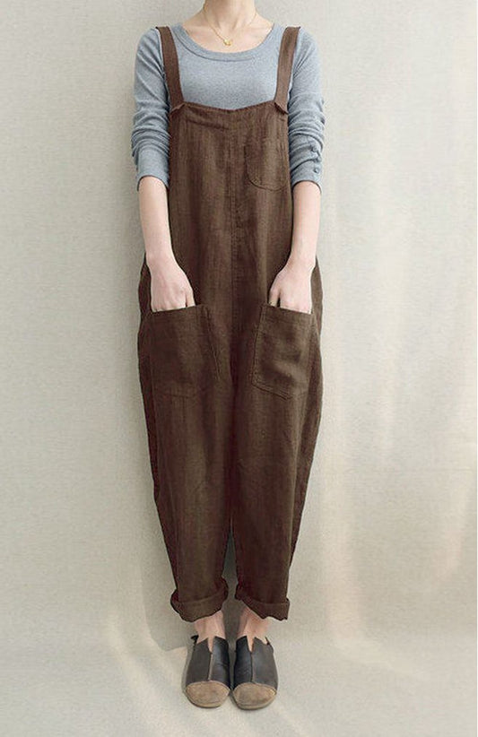 Linen Jumpsuits Overalls Pants With Pockets Linen Harem Pants