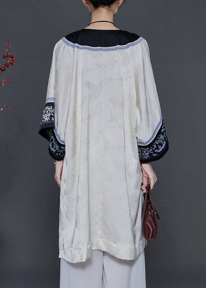Apricot Oversized Jacquard Silk Oriental Dress Summer