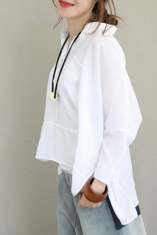 Loose Cotton Shirt Blouse for Autumn