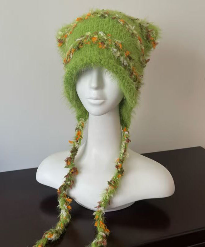 Japanese Style Red Knitted Warm Ear Protection Hat