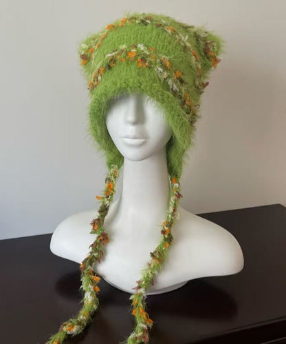 Japanese Style Red Knitted Warm Ear Protection Hat
