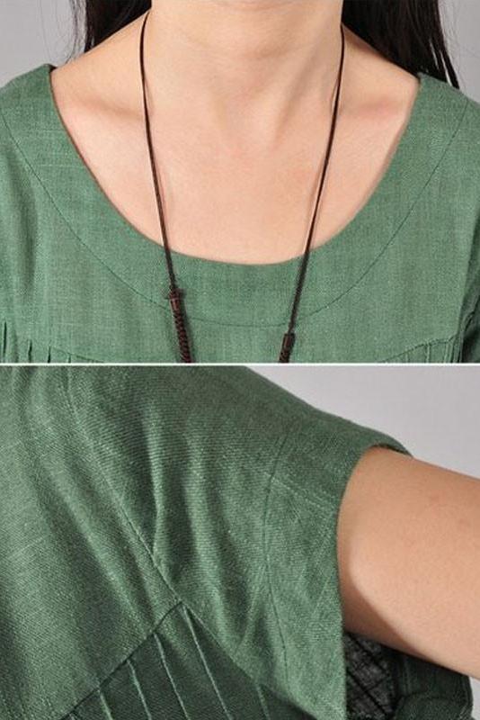 Limited Stock- Cotton Linen Loose Fitting Dress in Green